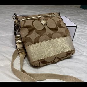 Coach Crossbody in Gold and Tan